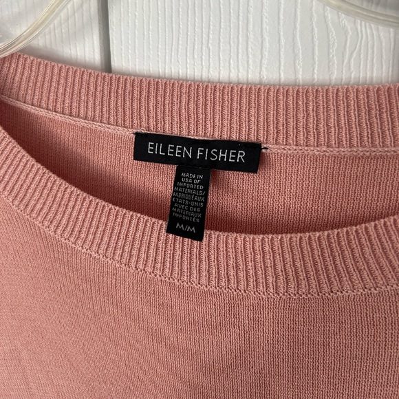 Eileen Fisher Top Hi Low Split Hem Long Doleman Sleeve Pale Blush Medium - Picture 8 of 16